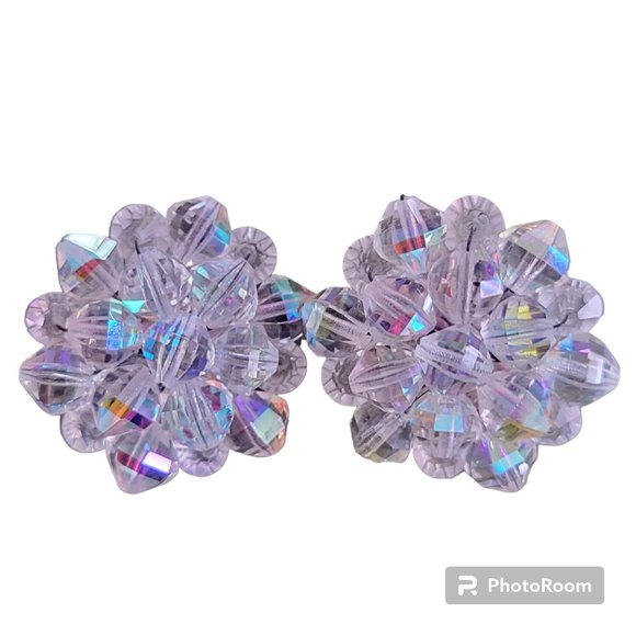 Vintage Prism Iridescent Lightweight Clasp Back Earrings Sparkly Y2K Retro - Picture 5 of 5